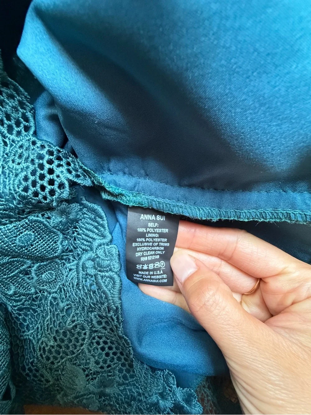 Anna Sui Teal Lace High-Waist Shorts